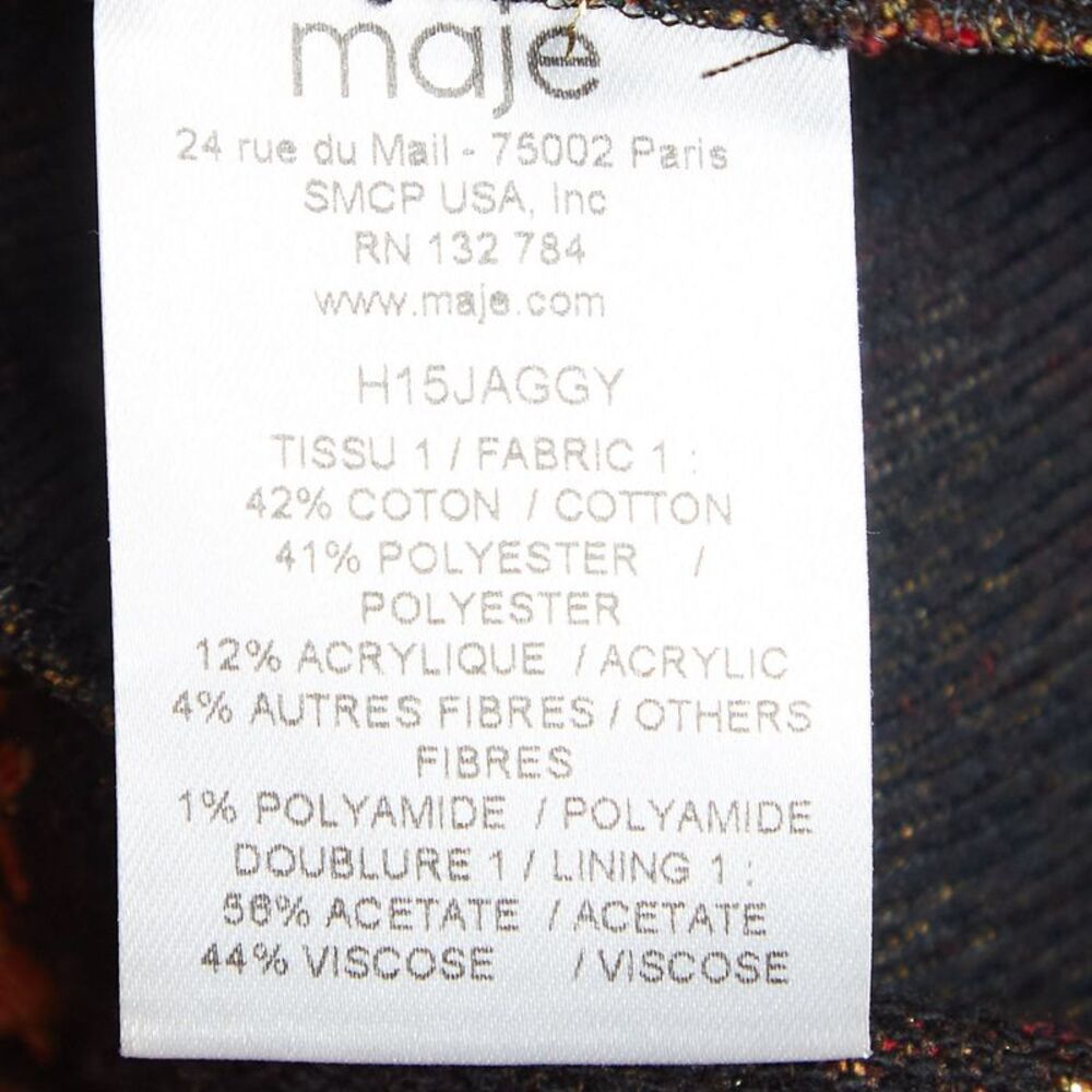 Maje Black Jacquard Lurex Pleated Knee-Length Skirt L - Picture 5 of 5